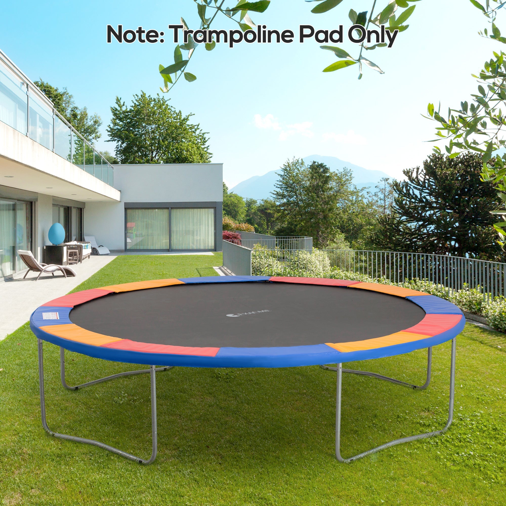 HOMCOM Φ12ft Trampoline Pad Φ144" Spring Safety Replacement Gym Bounce Jump Cover EPE Foam (Colorful)