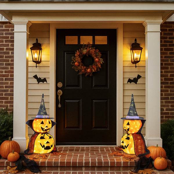 2Packs 3FT Halloween Collapsible Lighted Pumpkin Decoration, 176 LED Pop-Up Pumpkin Lamp With Cape, Plug In Halloween Jack-O-Lantern With Metal Stand For Indoor Outdoor Garden Patio Party Decor