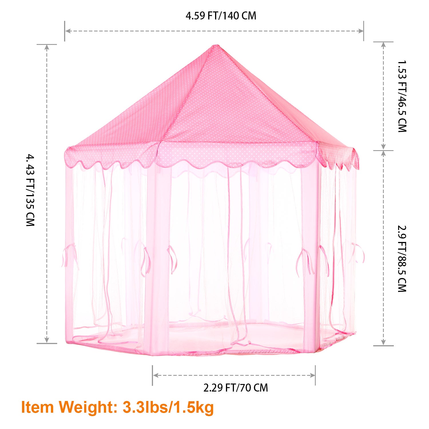 Kids Play Tents Princess for Girls Princess Castle Children Playhouse Indoor Outdoor Use w/ Carry Case