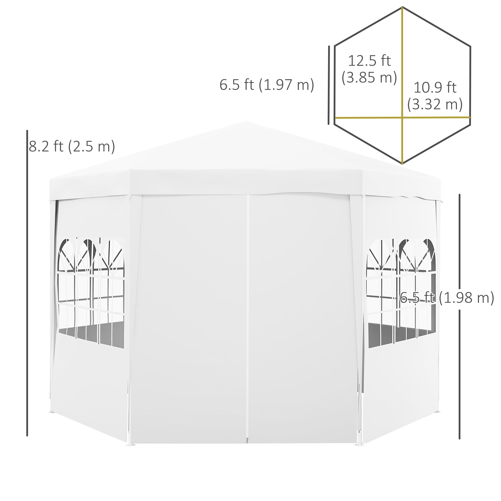 Outsunny 13 ft Party Tent Wedding Gazebo Outdoor Waterproof PE Canopy Shade with 6 Removable Side Walls