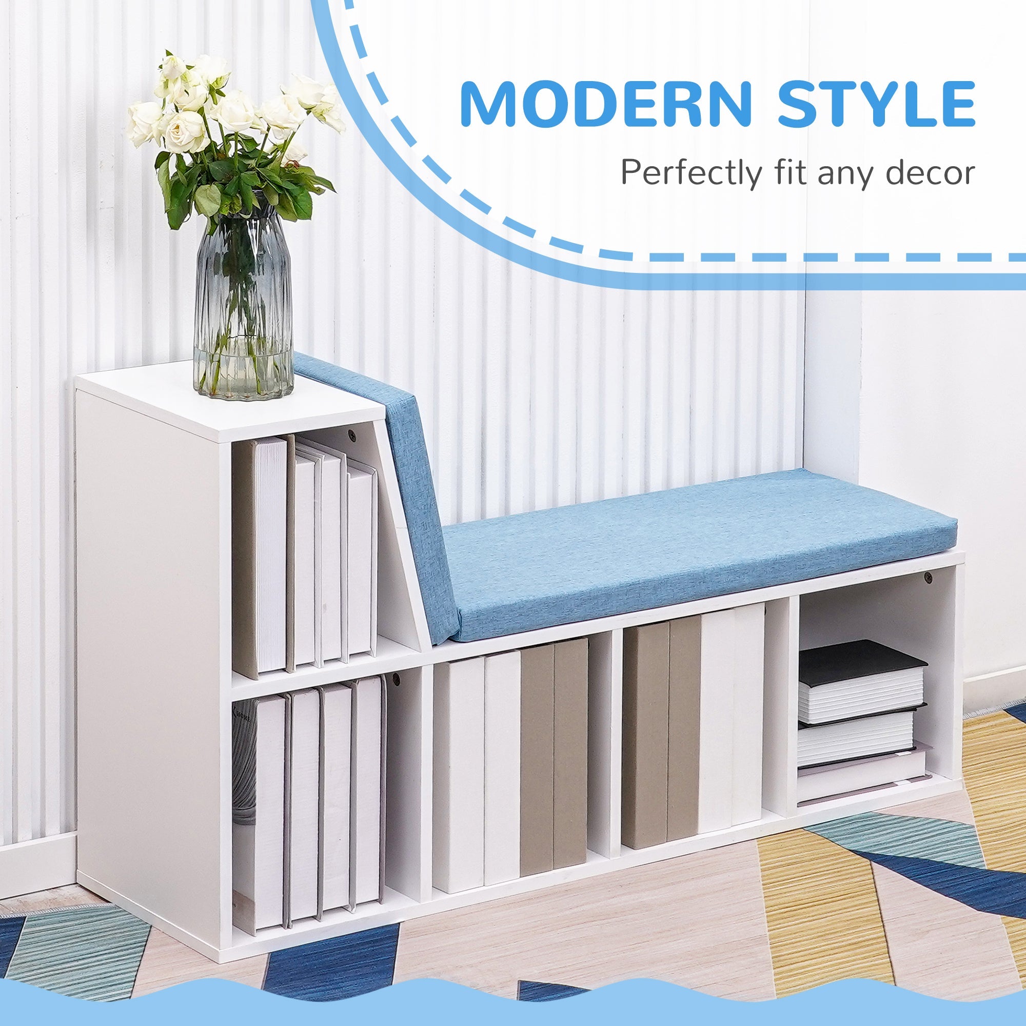 HOMCOM 2-Tier Bookcase Blue Modern Bookshelf Storage Cabinet Freestanding Display Unit Home Office Canada