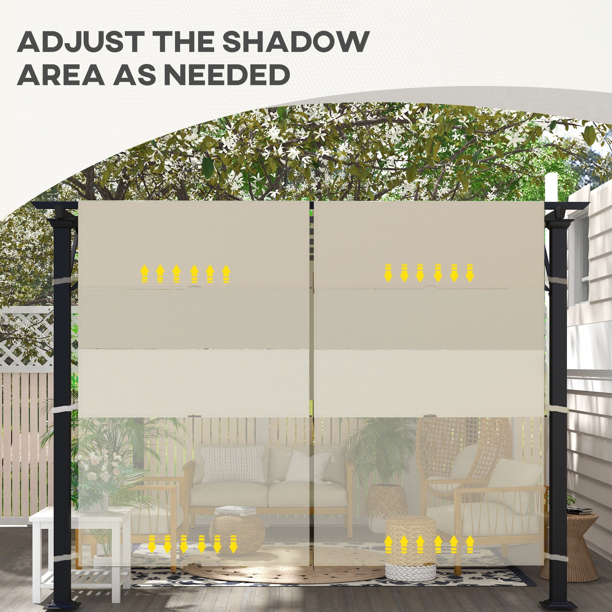 Outsunny 2 Pcs Pergola Replacement Canopy UV Protection Shade Cover for 10x10ft Pergola Khaki
