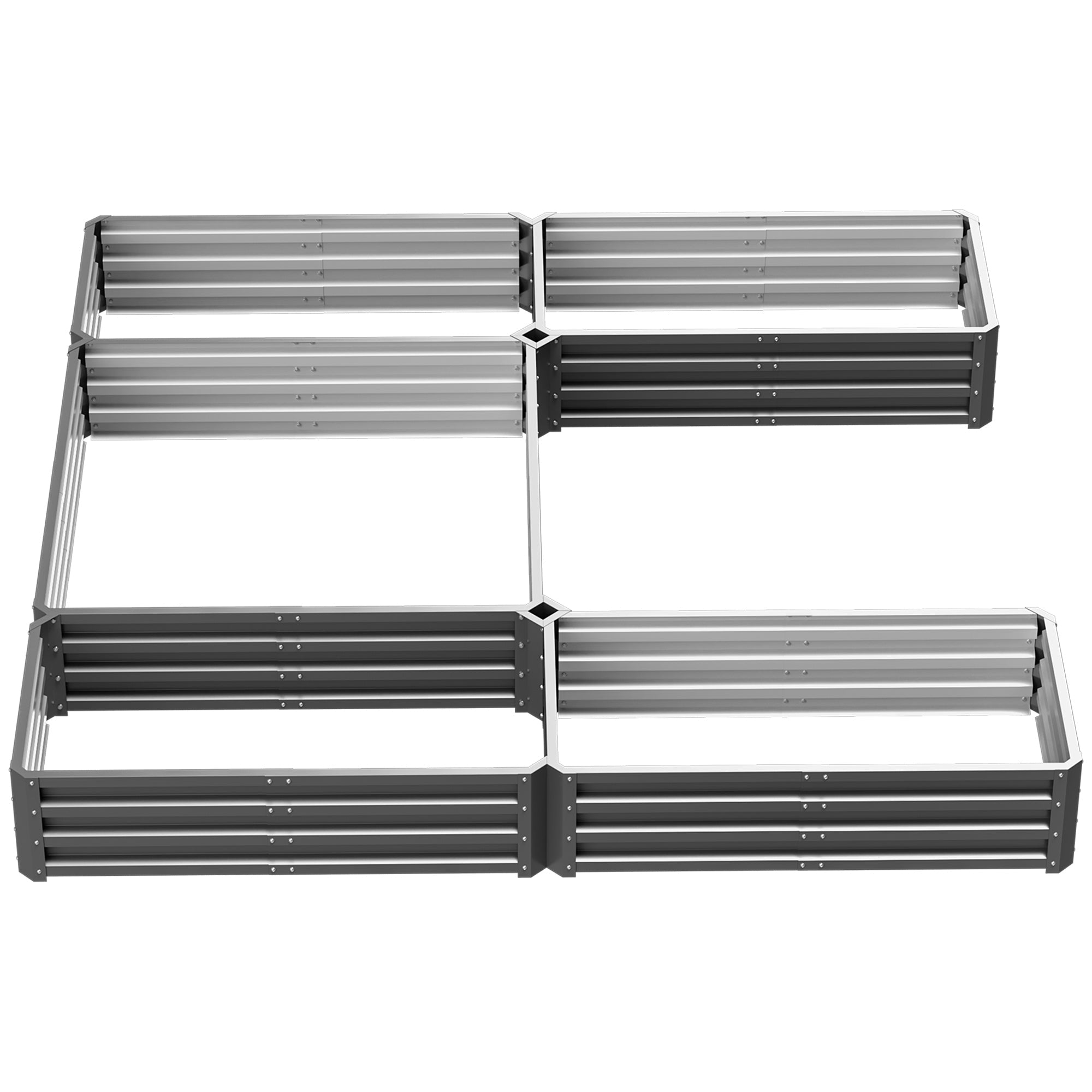 Outsunny 5-Tier Raised Garden Box, Metal Modular Planter Bed for Flowers, Vegetables & Herbs, Large Grey