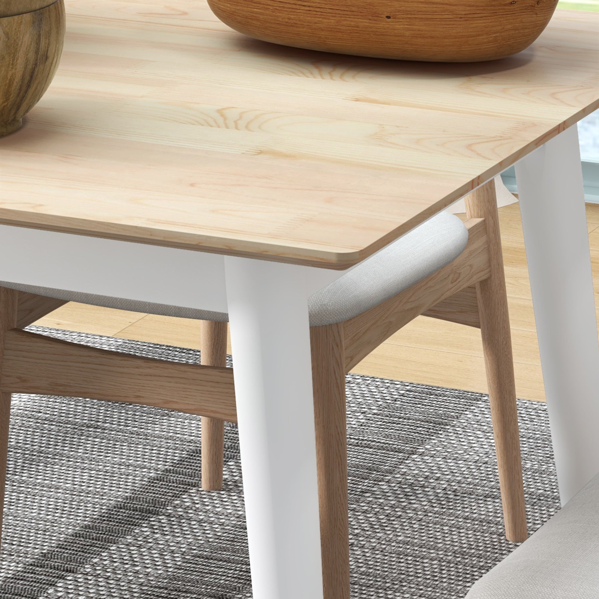 HOMCOM 47" x 30" Farmhouse Dining Table Pine Wood Frame Space Saving Kitchen Table Natural Finish