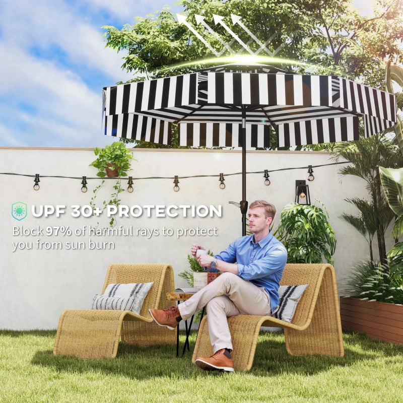 8.6 ft Patio Umbrella, UPF 30+ Outdoor Market Table Umbrella Parasol with 2-Tier Vent, Crank, 8 Ribs, Tilt, Black