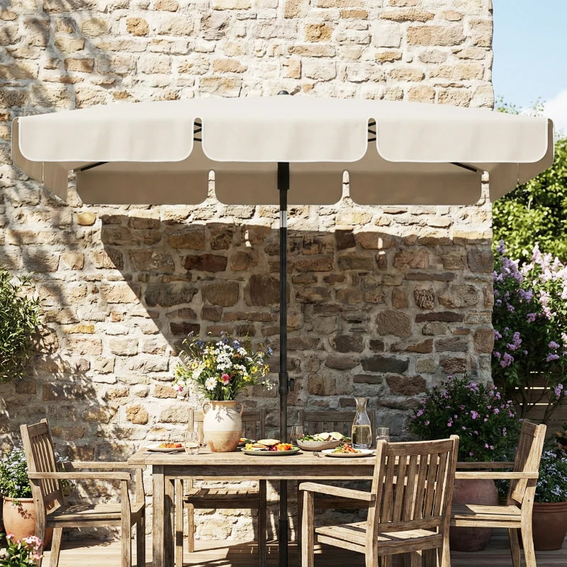 6' x 4' Patio Umbrella with Tilt, Rectangular Outdoor Umbrella for Garden, Beige