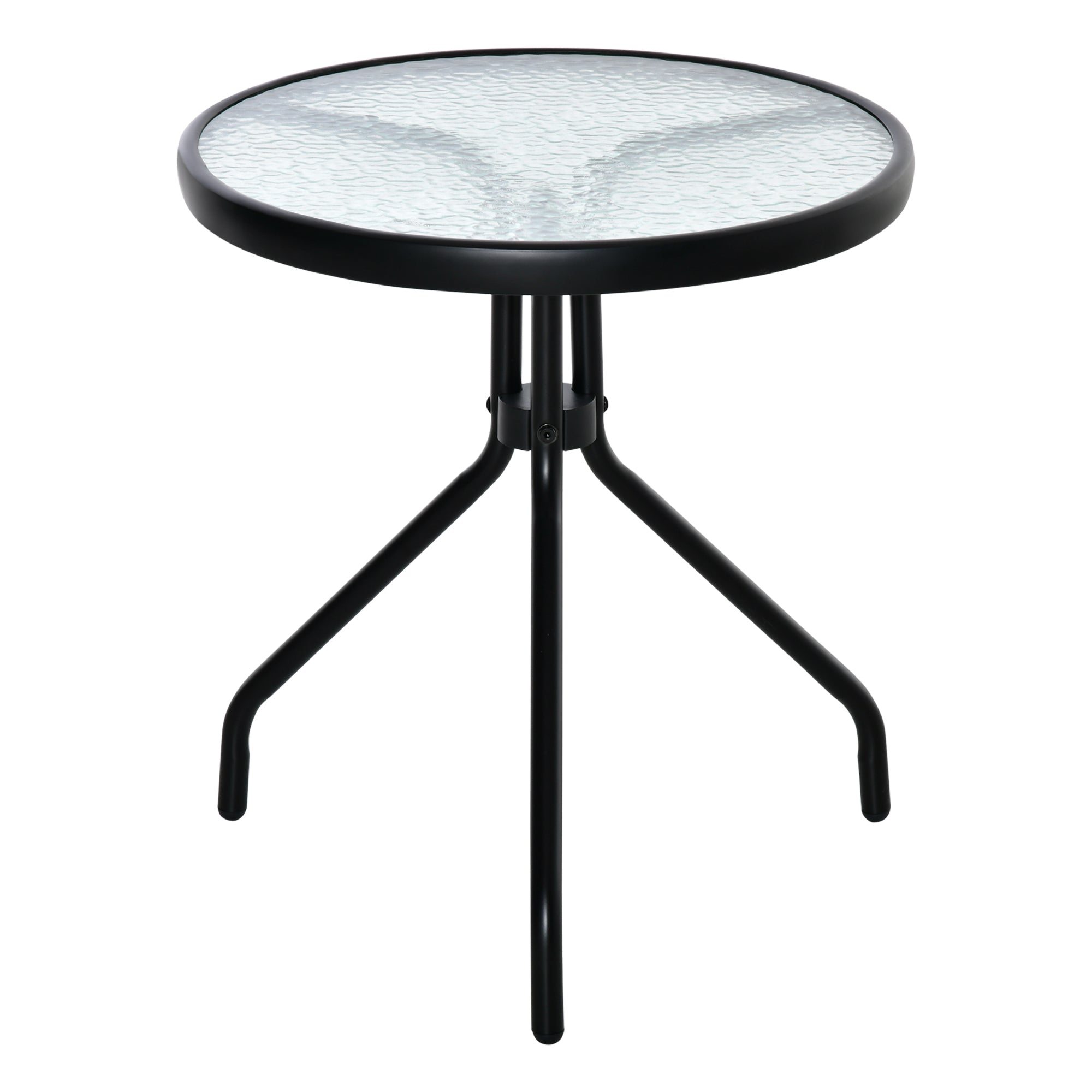 Outsunny Round Outdoor End Table 20" Patio Side Table Tempered Glass Top for Garden Balcony Poolside Black