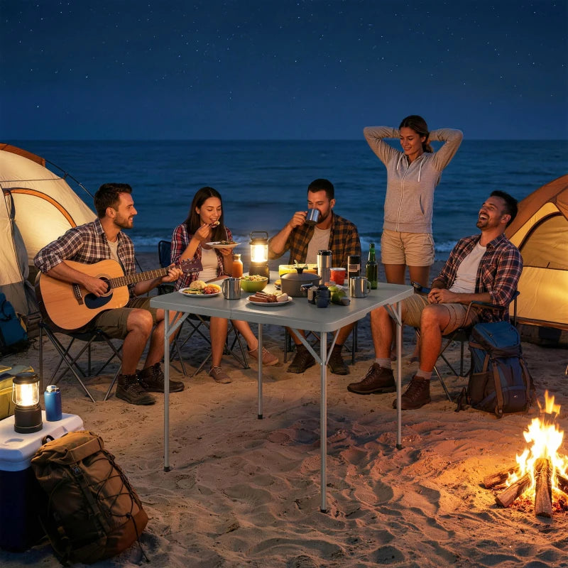 Folding Picnic Table Heavy Duty Camping Table 34" x 34", Indoor Outdoor Use for Picnic, Beach, BBQ, Grey