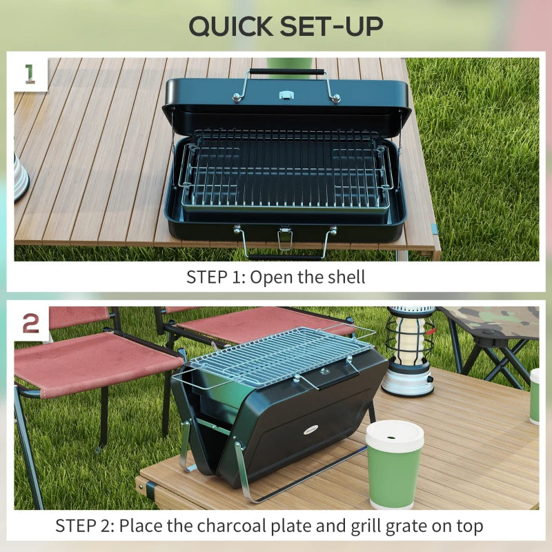 Metal Suitable-Style Portable BBQ Grill - Black