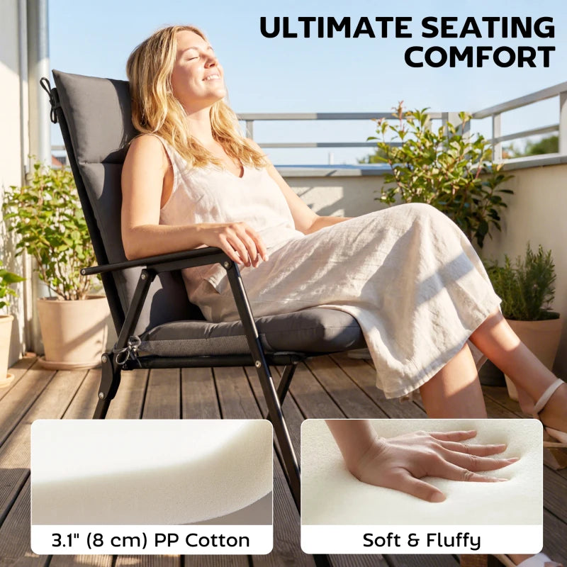 Patio Chair Cushions Set of 4, Waterproof Non-Slip Lounge Chair Cushions, 44"x21", Dark Grey