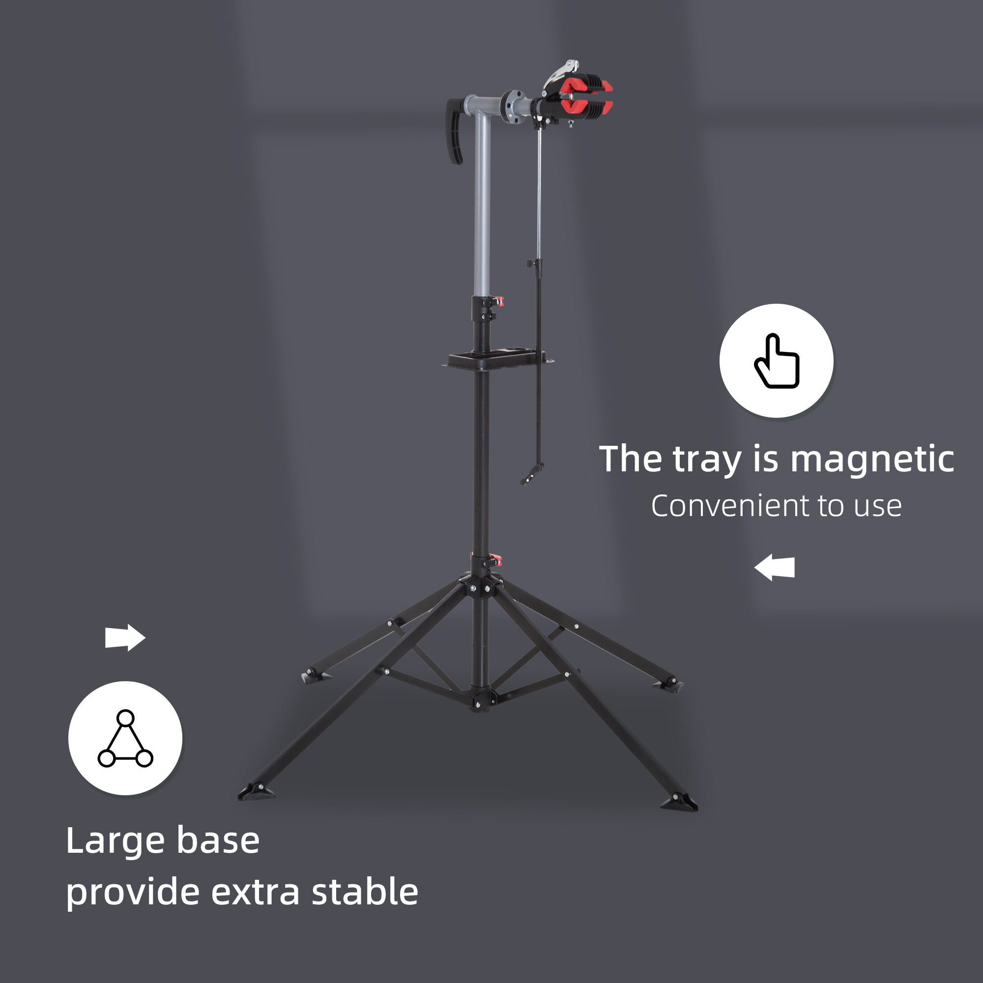 HOMCOM Bike Repair Work Stand Adjustable Telescopic Arm 75" with Rack Tool Tray for Cycle Maintenance