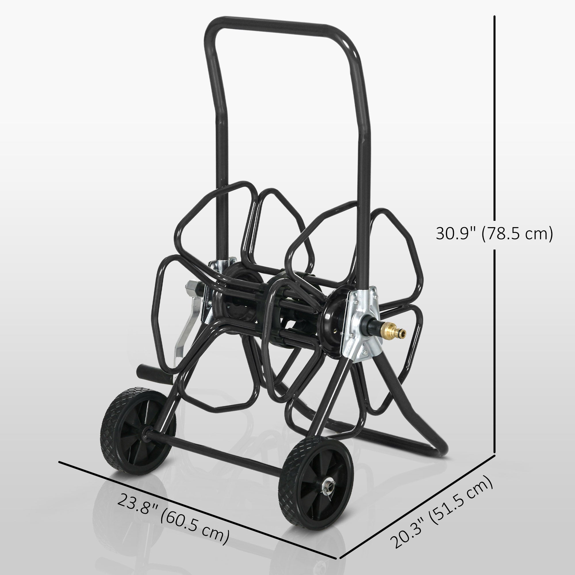 Outsunny 98 ft of 5/8" Hose Reel Cart (Hose Not Included), Garden Water Hose Carts with Wheels for Yard, Lawn, Black