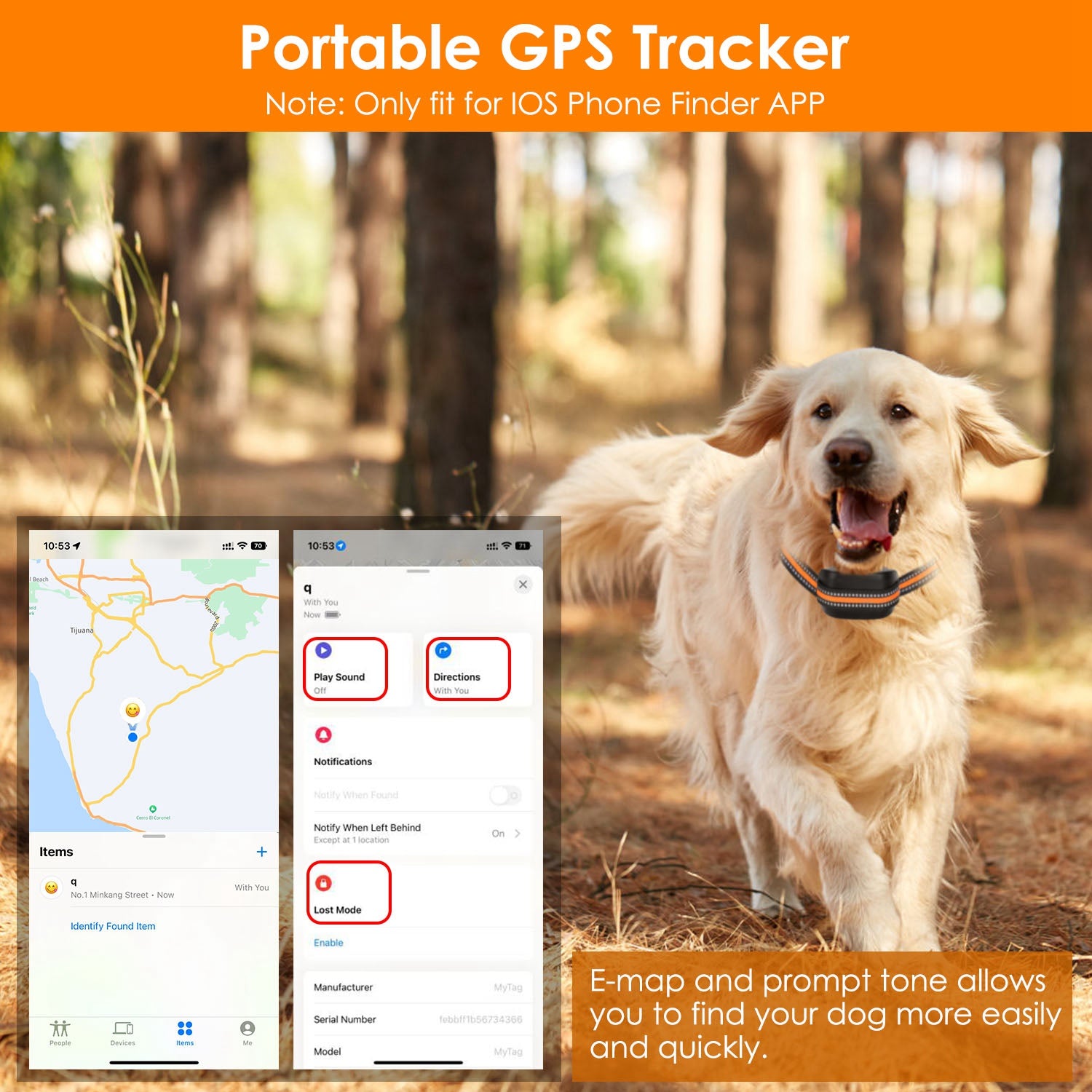 2 In 1 Dog GPS Fence Tracker Wireless GPS Dog Fence GPS Dog Collar with 32-2887FT Radius IPX6 Waterproof for Small Medium Large Dogs