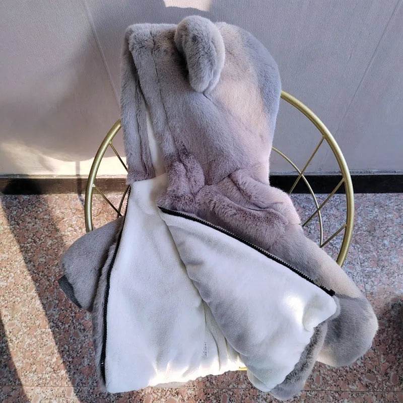 Autumn Winter Thickening Children's Cartoon Fur Hoodie Jacket