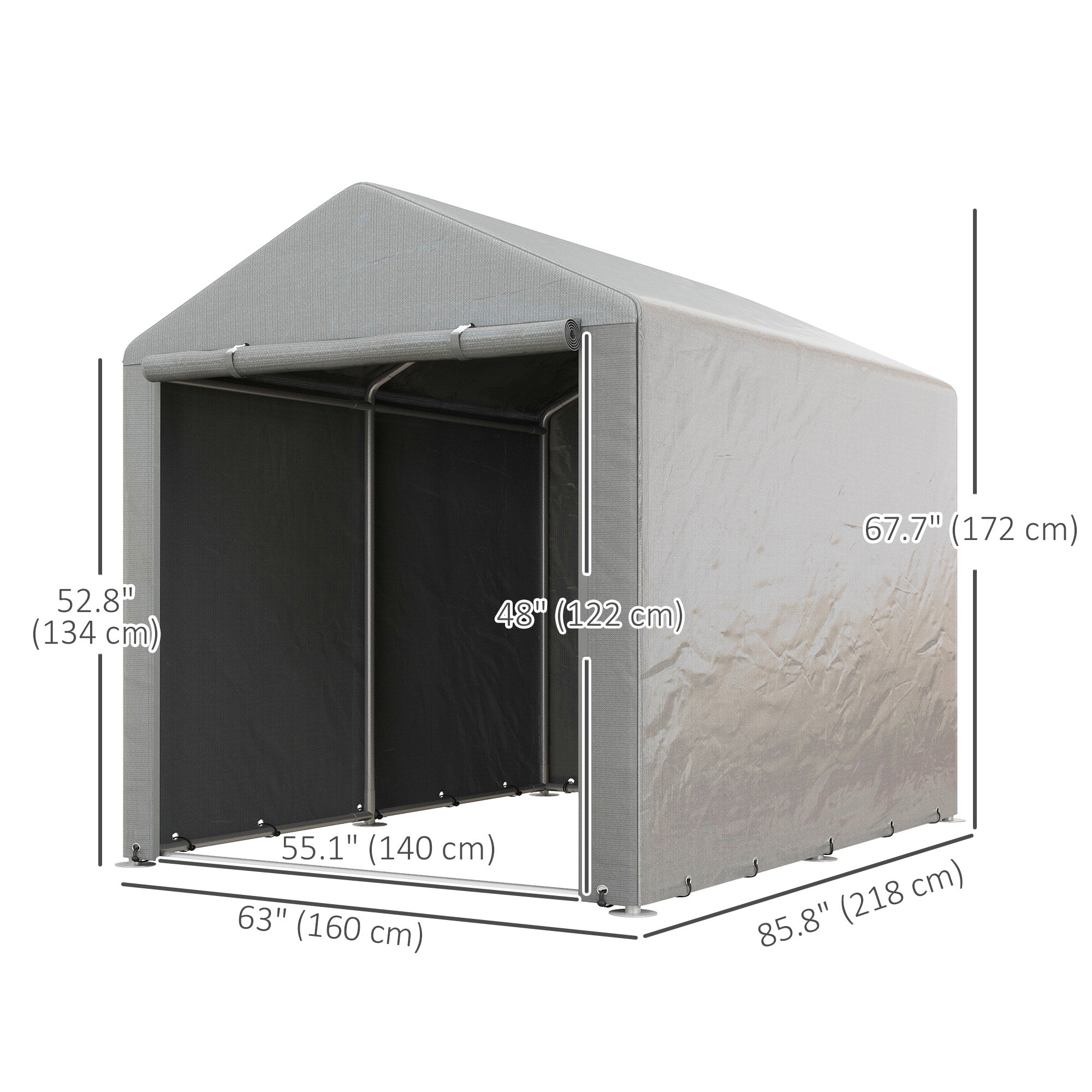 Outsunny Portable Bicycle Shed with Galvanized Steel Frame and Large Door, Waterproof Outdoor Shed for Garden Tools, Light Grey