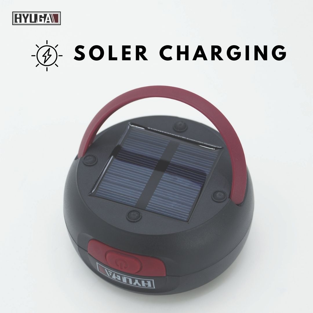 HYUGA Solar Camping Lantern, Collapsible Rechargable LED Light with Hanging Hook, LED Portable camping lamp Type-C Power Bank for Outdoor, Camping, Tent, Hiking, Power Outages, Emergency Charger for Phone
