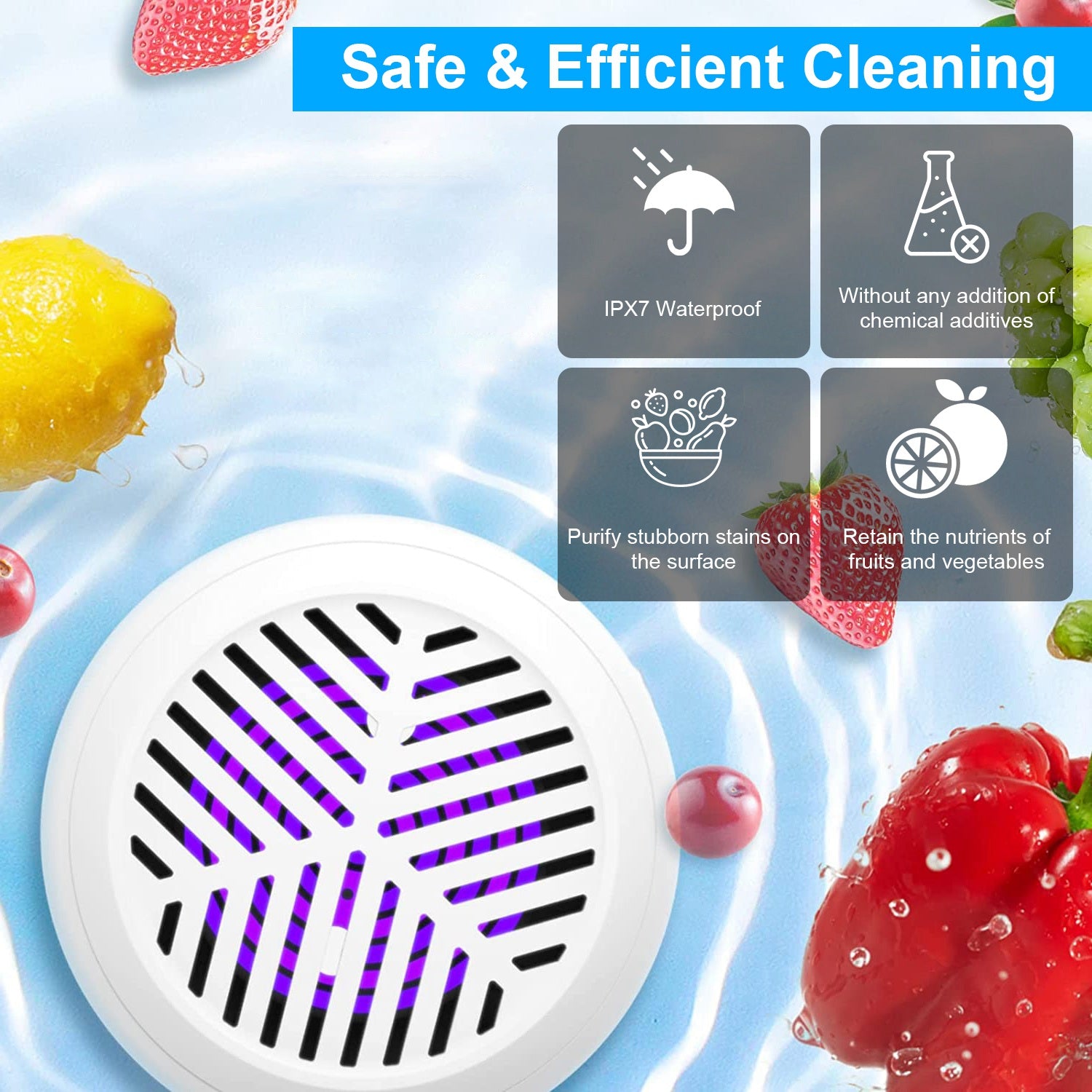 Portable Fruit Vegetable Washing Machine IPX7 Waterproof Rechargeable Fruit Cleaner Device Wireless Vegetable Cleaning Machine Kitchen Gadget