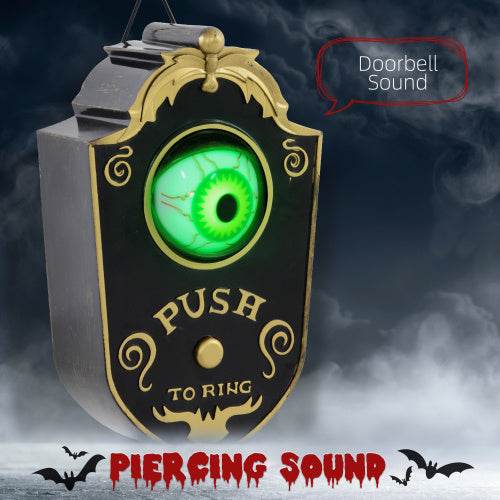 HOMCOM 7.1 Halloween Decoration, Animatronic Doorbell With Simulation Light-up Eyeball, Sound And Motion Activated Animated Prop W Piercing Doorbell Sound