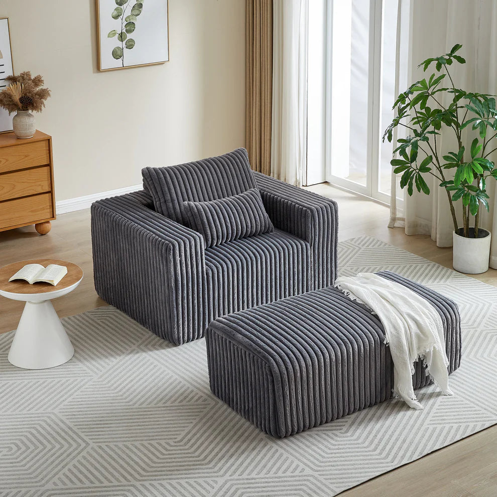 62.5-Inch Corduroy Sponge Sofa Lounge Chair No Assembly