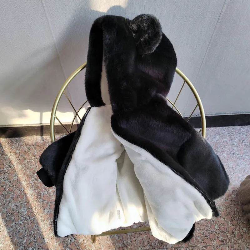 Autumn Winter Thickening Children's Cartoon Fur Hoodie Jacket