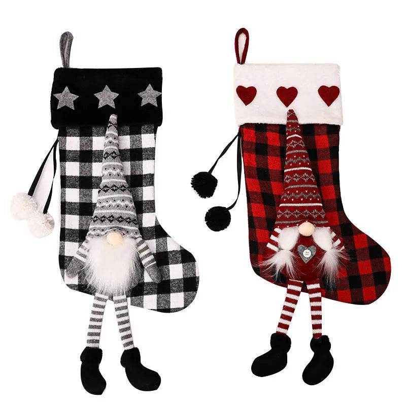 Red And Black Plaid Hanging Feet Stockings Christmas
