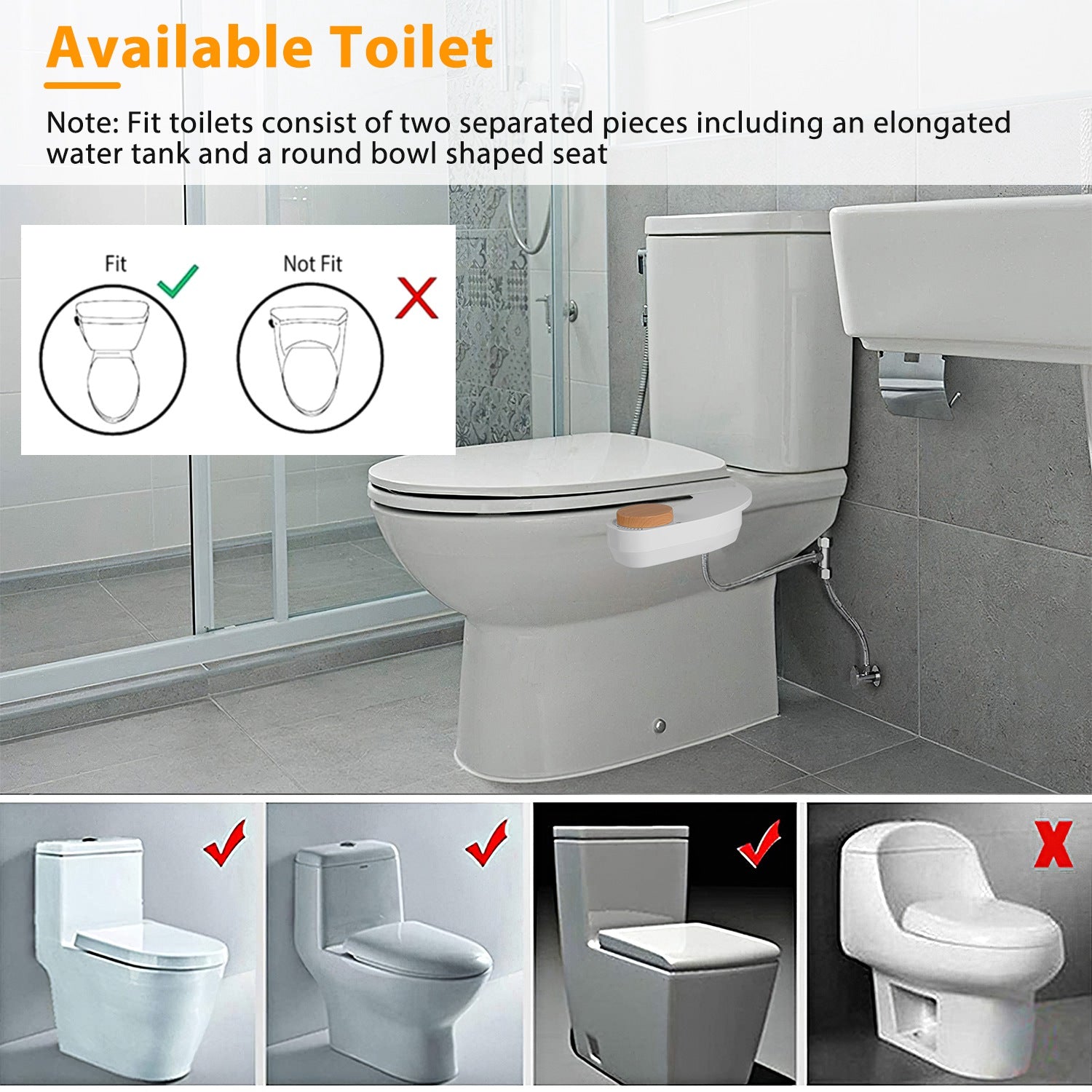Bidet Attachment Non-Electric Fresh Water Bidet Sprayer Toilet Seat Attachment with Dual Nozzles Water Flow Control