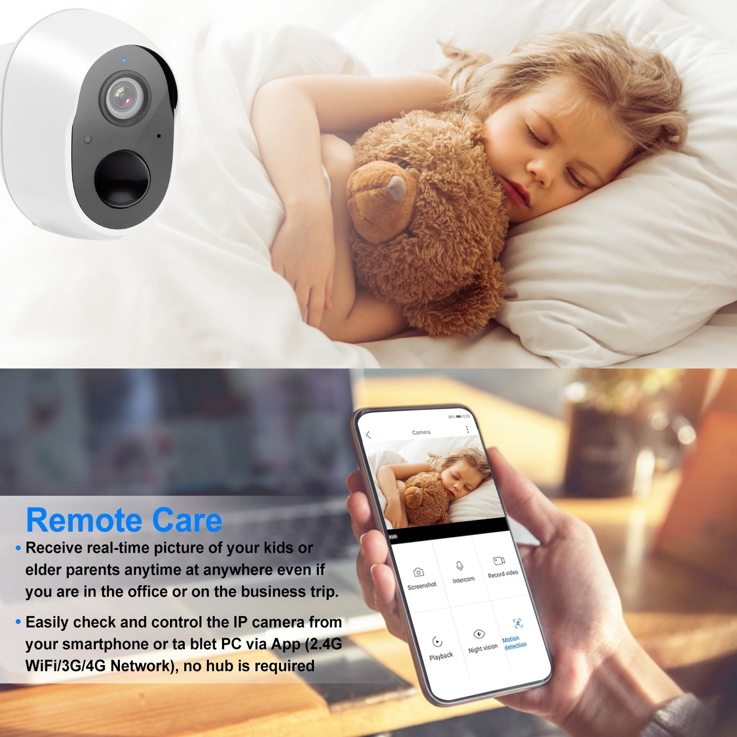 1080P FHD WiFi IP Camera Two-Way Audio Security Surveillance Camera IP65 Waterproof Motion Sensor Night Vision Network Camcorder APP Control For Kids
