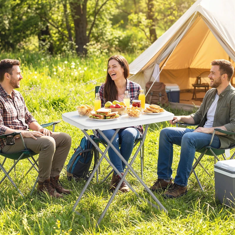 Folding Picnic Table 5-Level Height Adjustment, Portable Camping Table for Outdoor Indoor Use 30" x 20", White