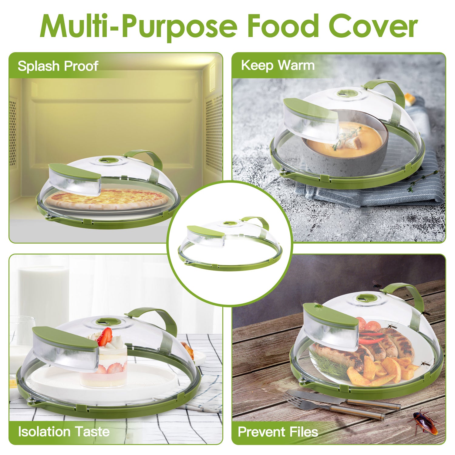 2Pcs Transparent Microwave Covers for Food Splatter Cover Lid Food Splatter Guard Protector with Handle Adjustable Steam Vents Water Storage Box