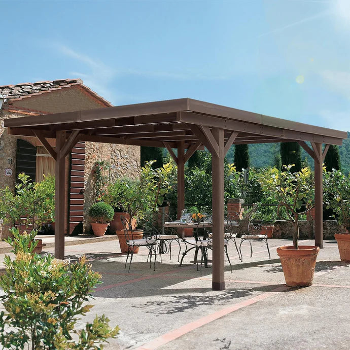 AECOJOY 17ft x 12ft Wooden Gazebo Pavilion / Carport