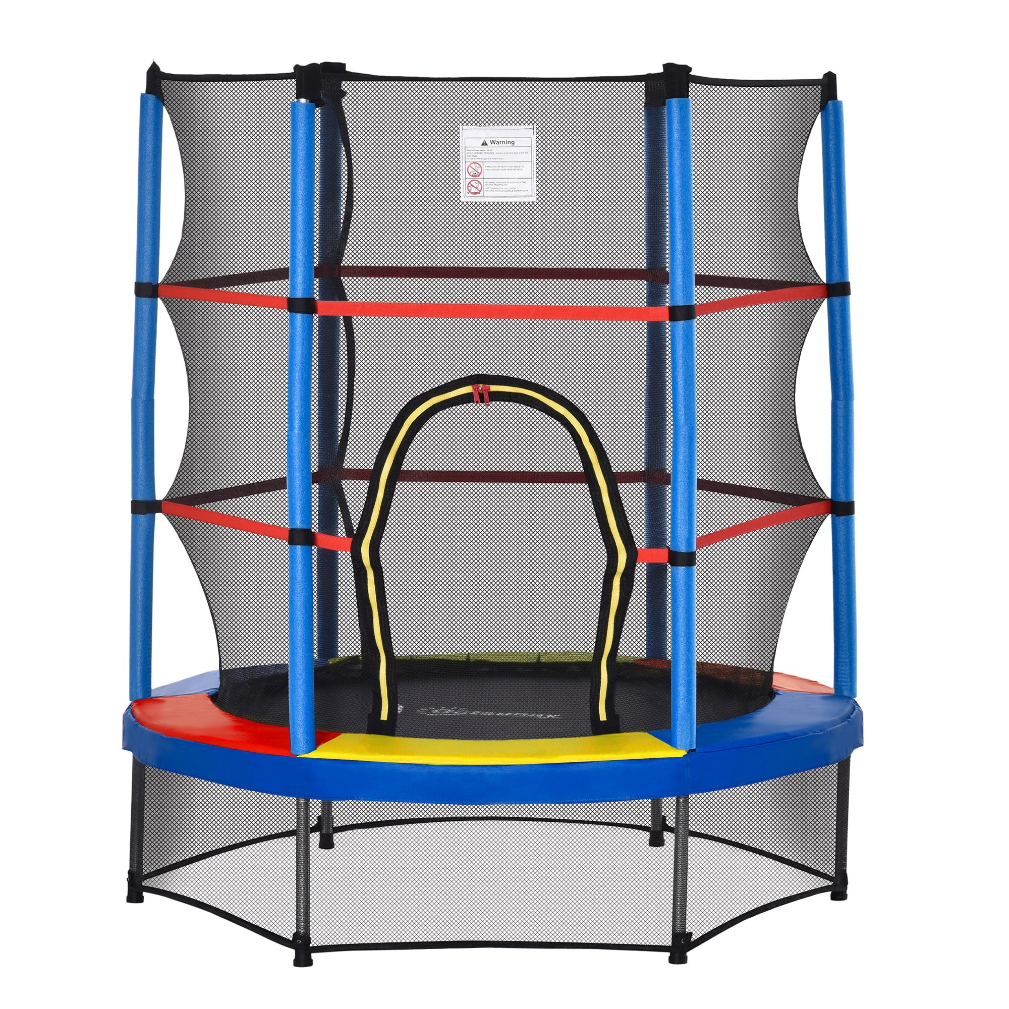 Outsunny Kids Trampoline: Φ55" Round, Safety Net, Indoor Bouncer, 3-6 Years, Steel Frame, Multi-Coloured