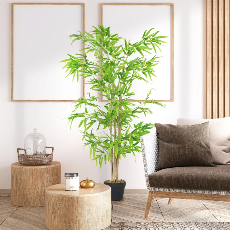 Artificial Bamboo Tree, 5ft Fake Tree with Realistic Leaf and Natural Trunk, Decorative Plant in Nursery