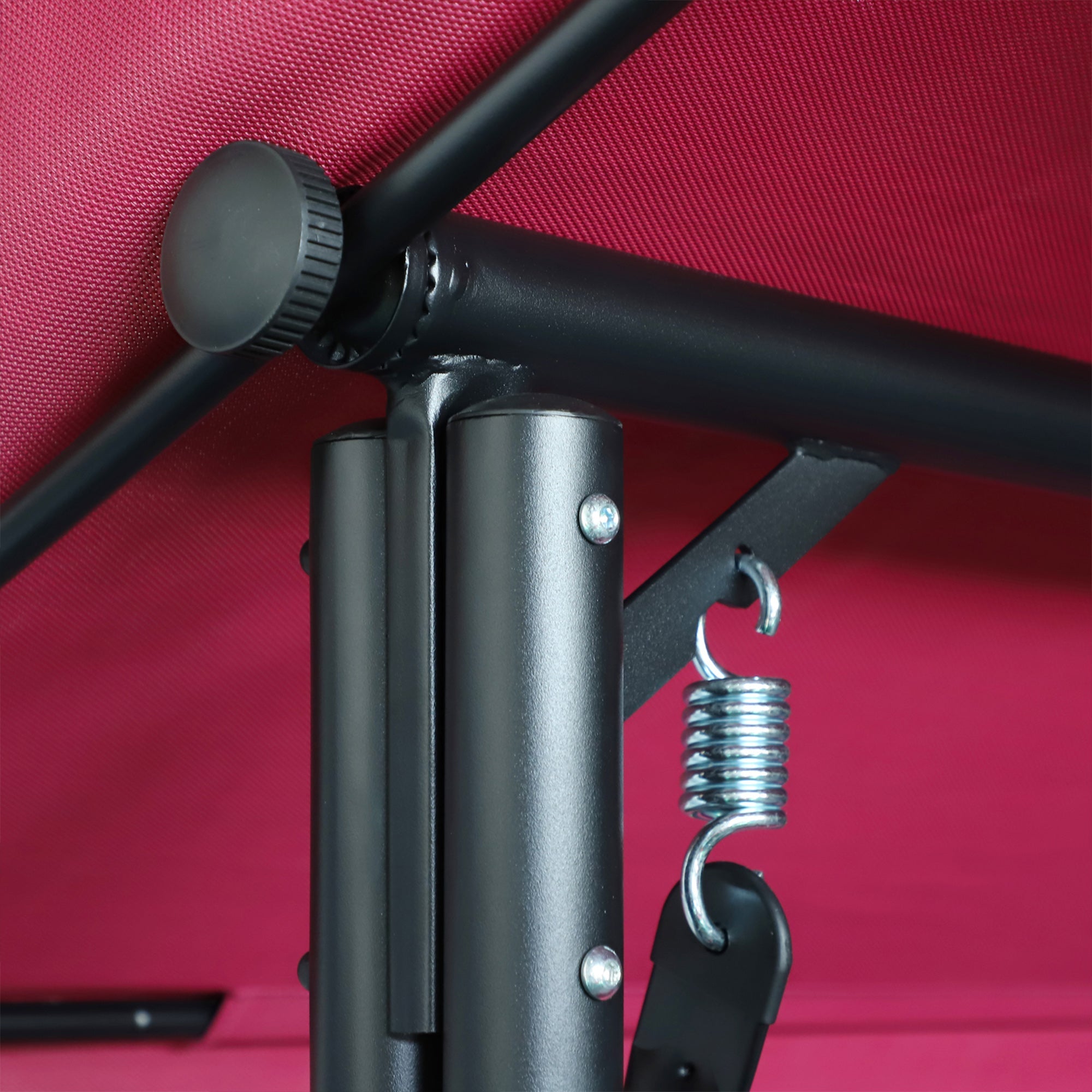 Outsunny Porch Swing Chair 3-Person Outdoor Metal Garden Swing with Canopy Stand Durable Wine Red