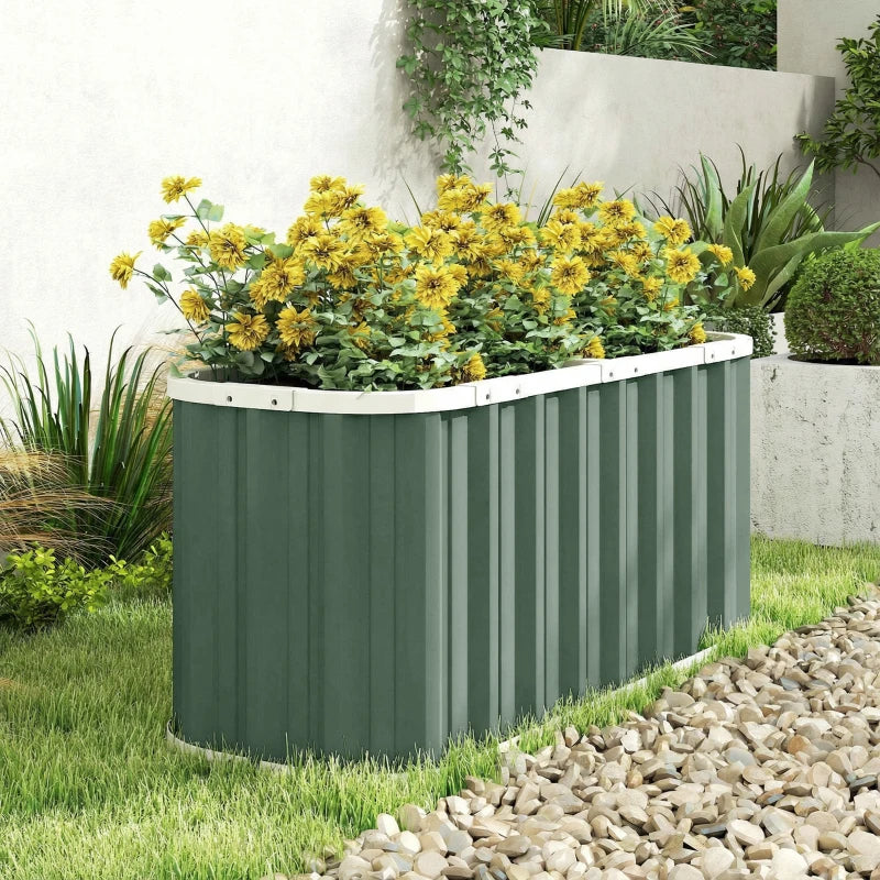 Galvanized Raised Garden Bed, Deep Rot Planter Box, Outdoor Garden Bed with Plant Labels, 5' x 2' x 2', Light Green