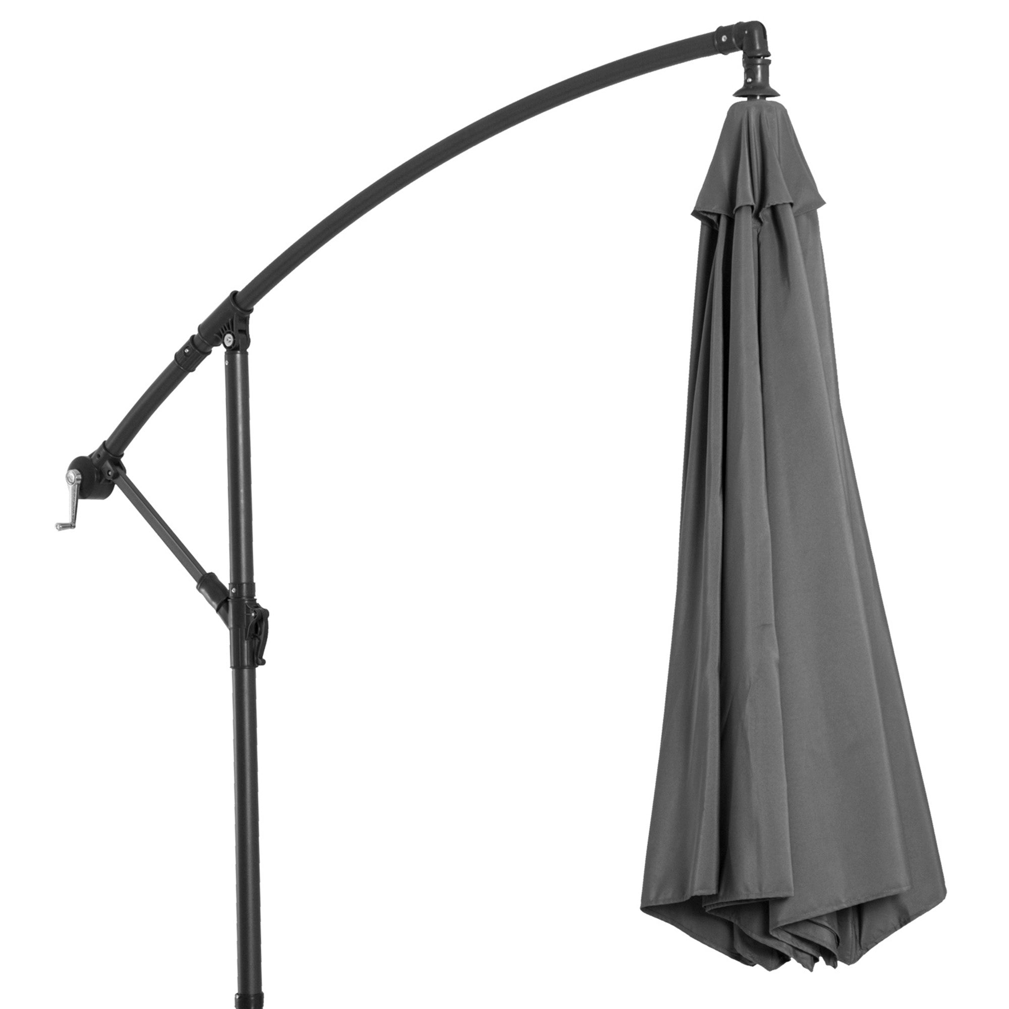 Outsunny 9.7ft Offset Patio UmbrellaCantilever Parasol with Crank Handle, 8 Ribs and Cross Base for Outdoor, Sun Shade, Cream