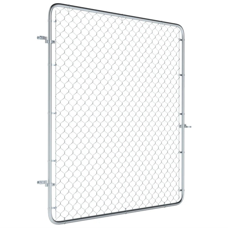 Garden Gate Chain Link Fence Gate, Galvanized Steel Garden Door for Yard Entrance Way, 70.9 x 70.9 in., Silver