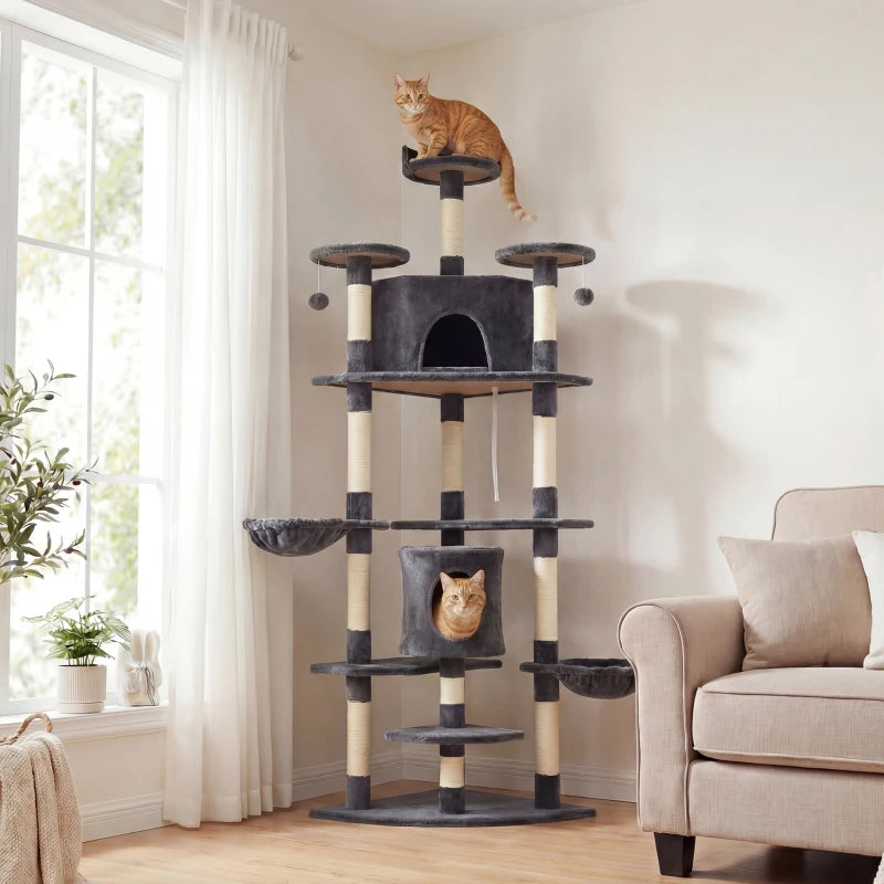 79" Scratching Kitten Tree Condo Kitten Scratch Activity Center Toys Dark Grey