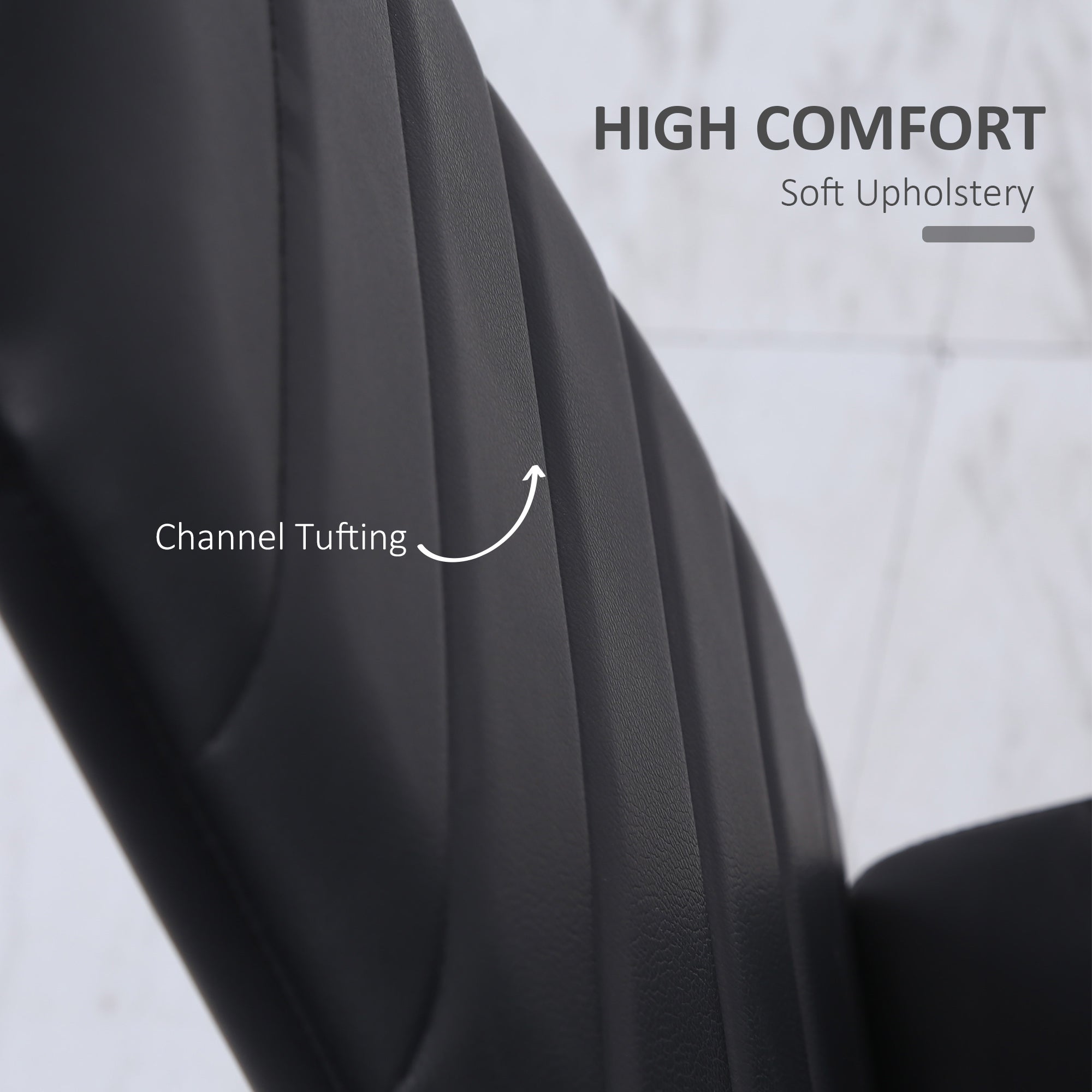 HOMCOM Set of 4 Dining Chairs High Back PU Leather Metal Legs Modern Kitchen Seating Black