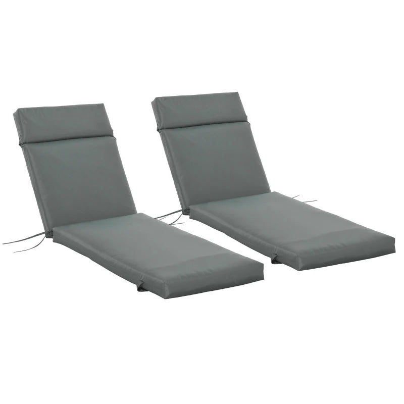 Outdoor Lounge Chair Cushion Set of 2, Non-Slip Chaise Lounge Cushions, Sun Lounger Pads, 77.2" x 21.7", Dark Grey