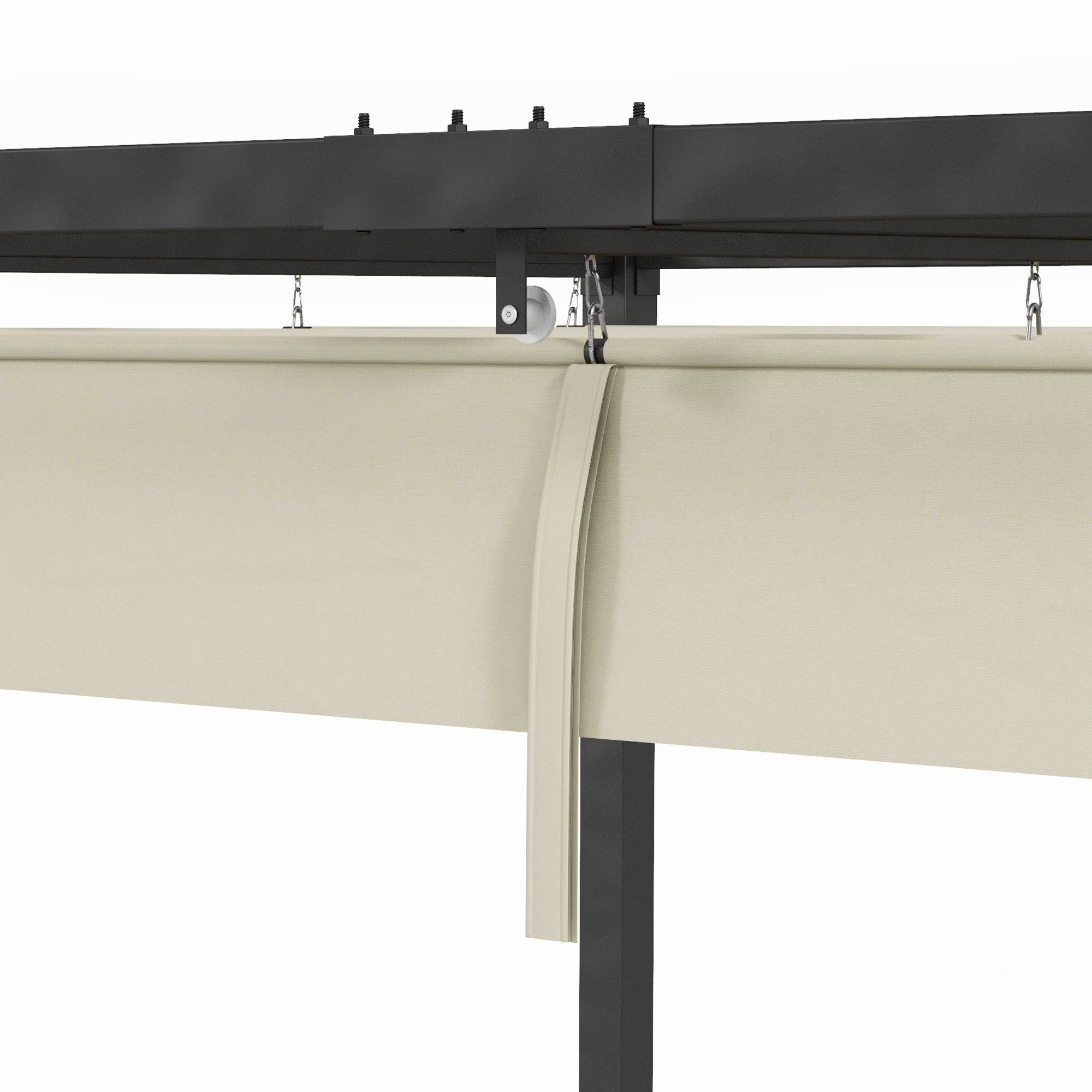 Outsunny 10' x 7' Patio Pergola with Retractable Canopy, Outdoor Sun Shelter, Yard Shade, Cream White