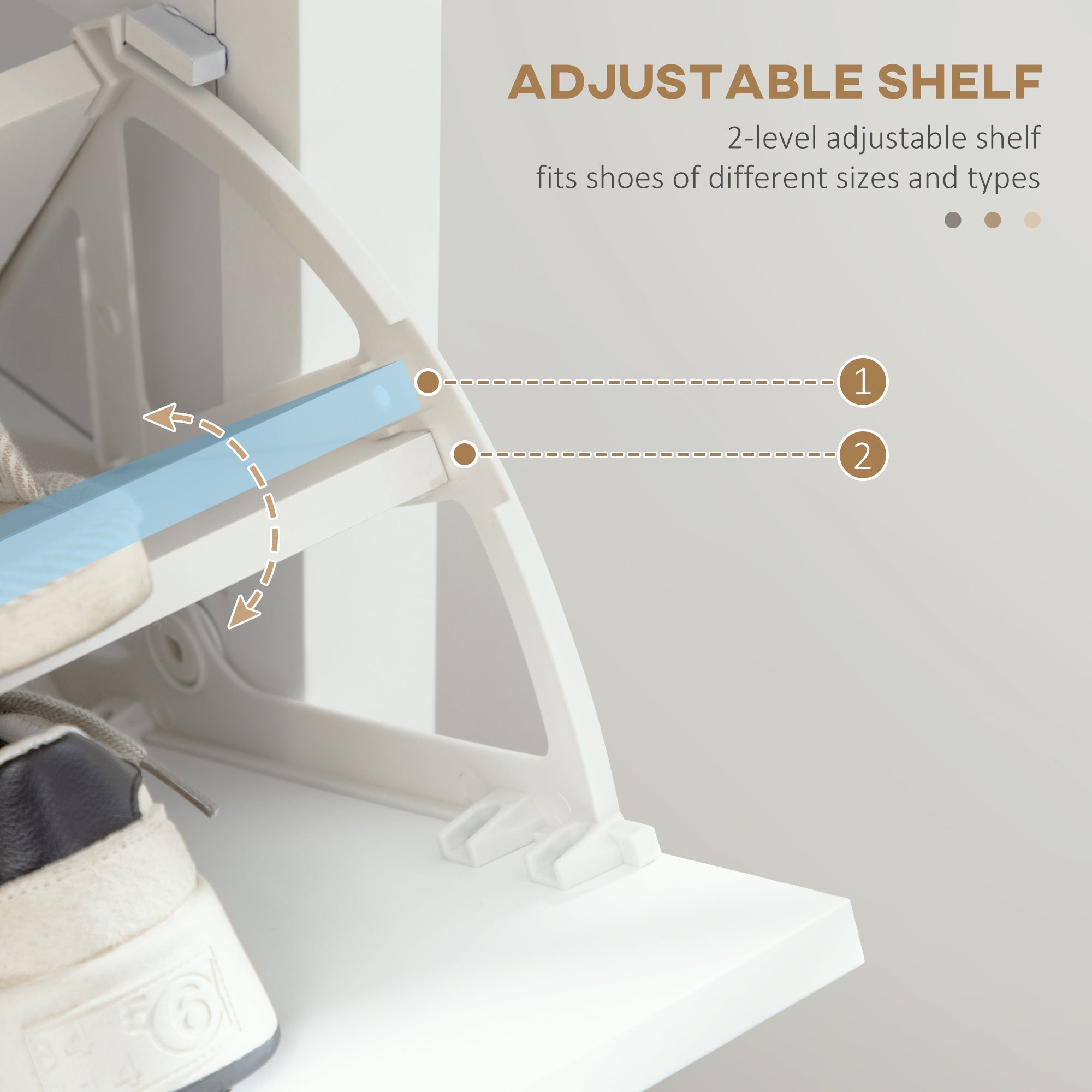 HOMCOM Shoe Rack Cabinet 10 Pairs Open Shelf 2 Drawers Space Efficient Hallway Entryway White