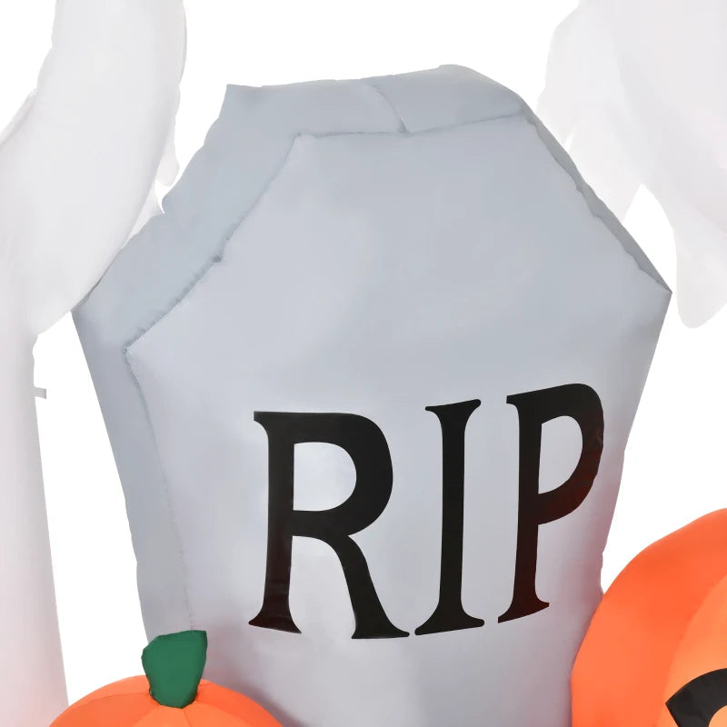 Outsunny 7ft Inflatable Halloween Ghost with Horns – LED Blow-Up Yard Display with Flame Effect