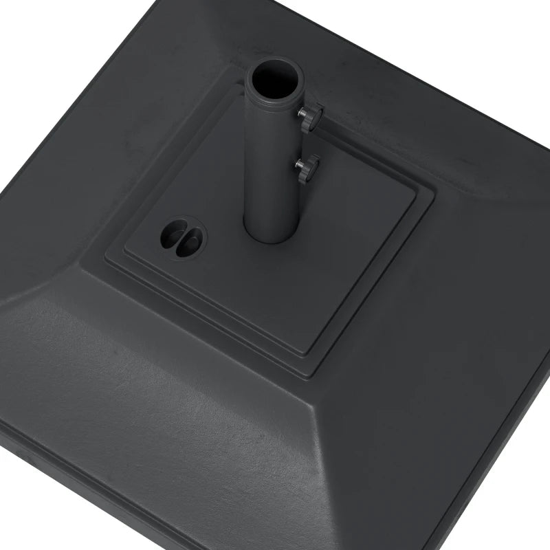 Square Umbrella Base with Wheels, 99 lbs Water or 132 lbs Sand Filled, with Double Adjustable Knob, Black