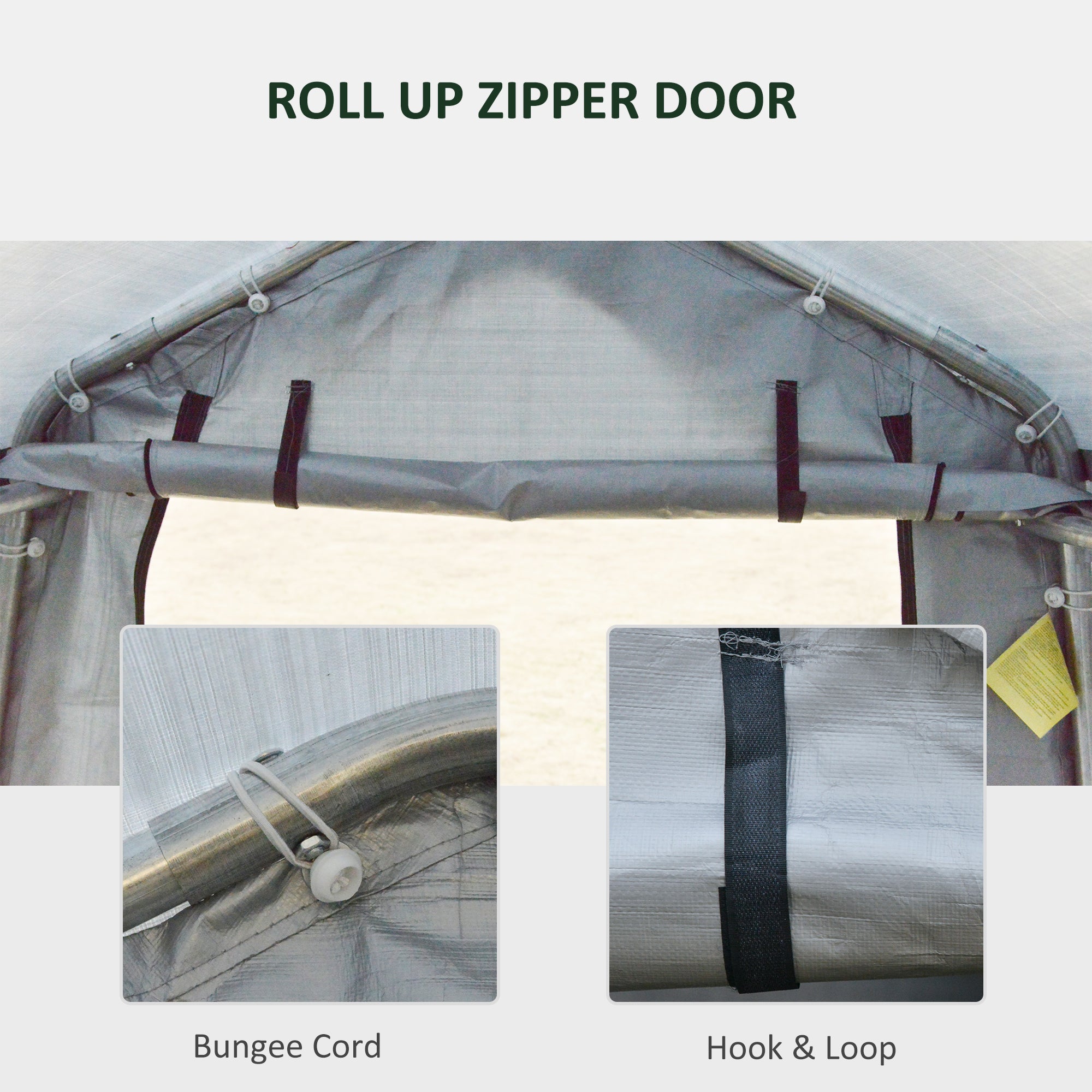 Outsunny Outdoor Storage Shelter 8'x6' Heavy Duty Carport Shed with Rollup Zipper Door for Motorcycle Garden Grey