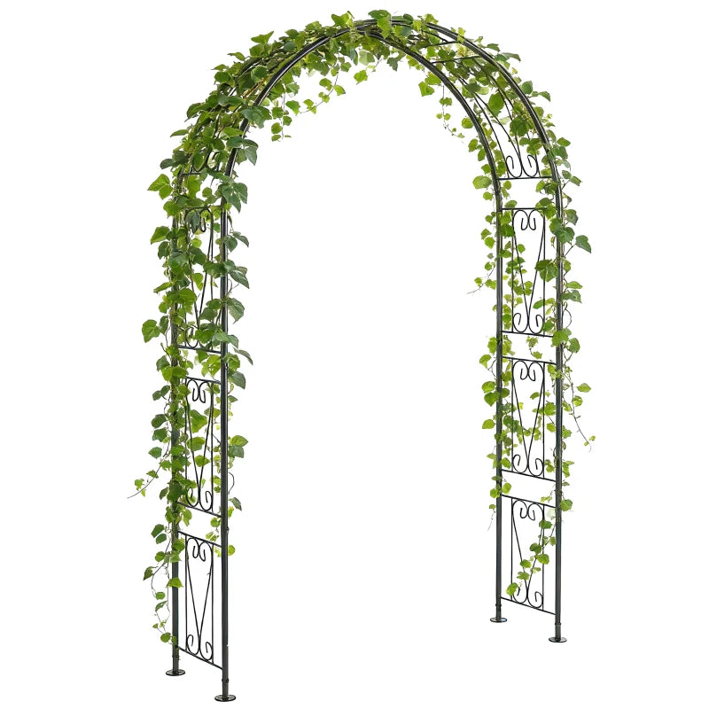 8 ft Garden Arch, Outdoor Trellis Arbor for Climbing Plants, Wedding Arch for Party Outdoor Garden Backyard, Black