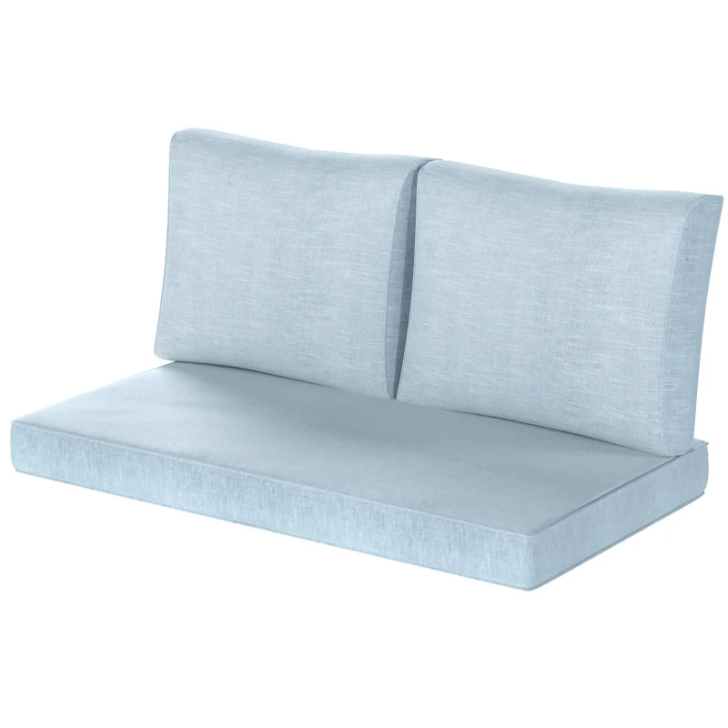 Outdoor Seat Cushions with Backrest, Loveseat Double Sofa Outdoor Furniture Cushions, Light Blue