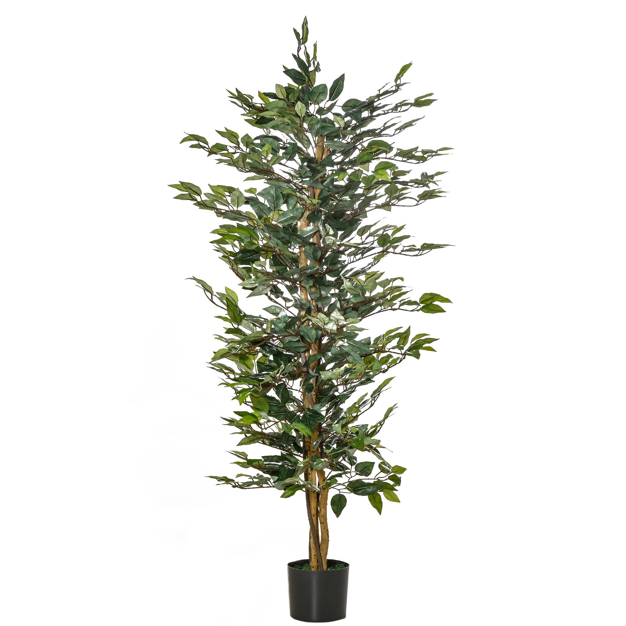 HOMCOM 5FT Artificial Ficus Faux Decor: Fake Tree in Nursery Pot for Indoor Outdoor
