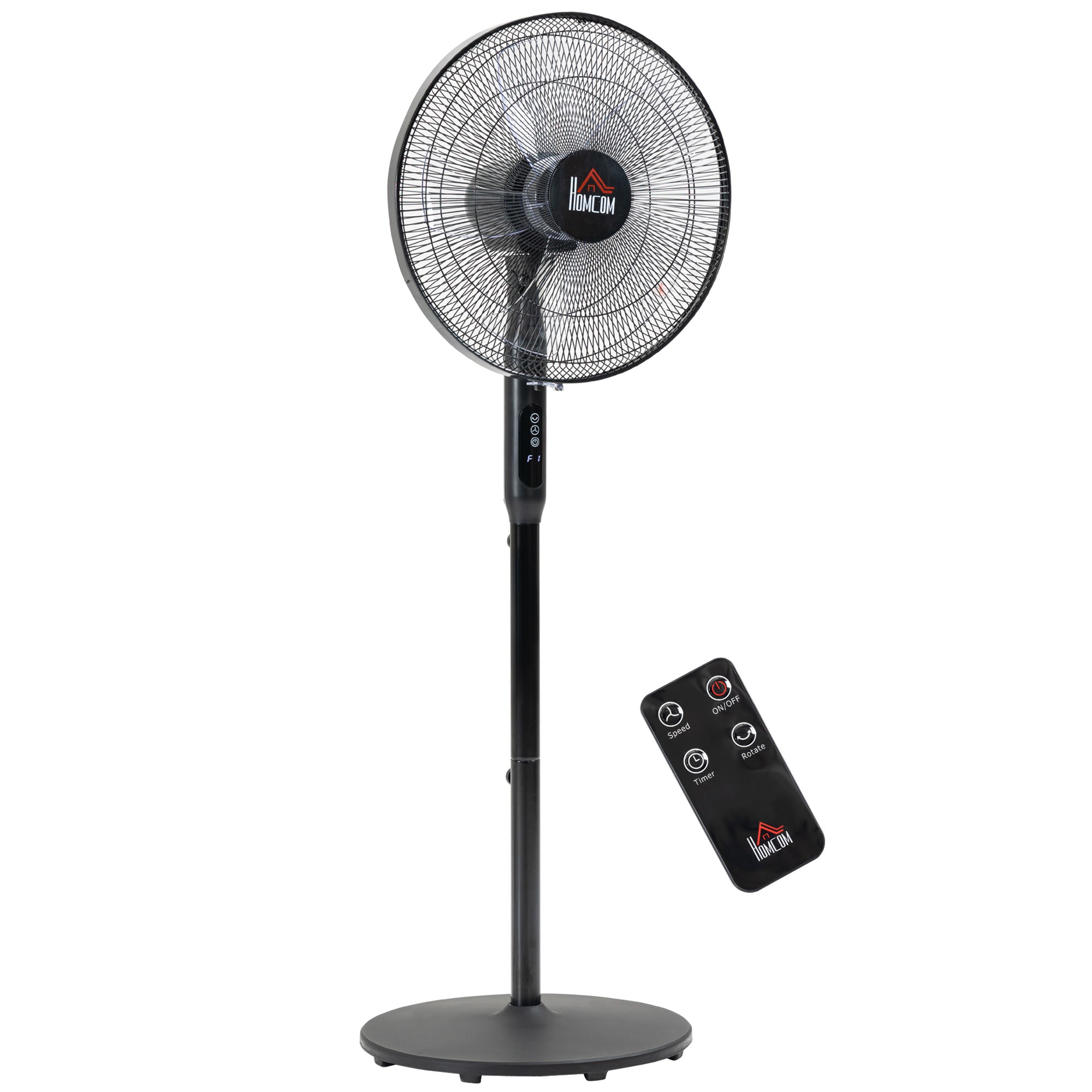 HOMCOM Oscillating Standup Fan with Remote LED Display Cooling Device for Home Office Black