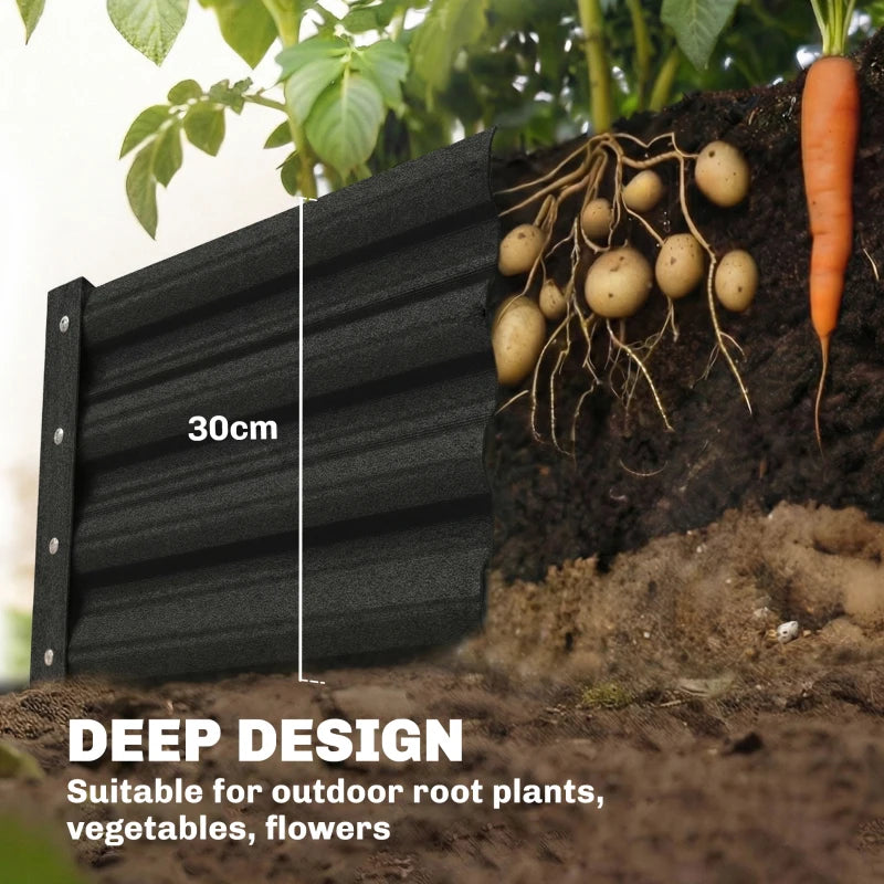 8 x 4 x 1ft Galvanized Raised Garden Bed, Reinforced Outdoor Planter Box with Open Bottom, Black