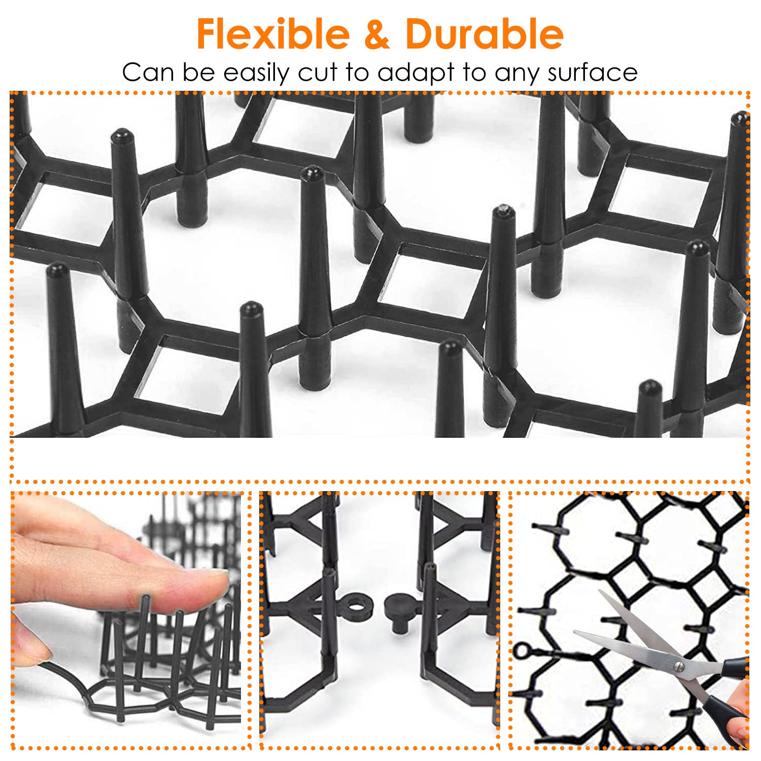 10Pcs Cat Spike Mat with Spikes 15.8x11.8in Cat Repellent Mats Spike Deterrent Stopper Mat for Pet Cats Dogs 13x1ft Area